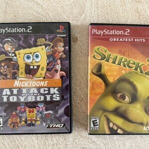 Combo of two PlayStation 2 video games; Nicktoons & Shrek 2